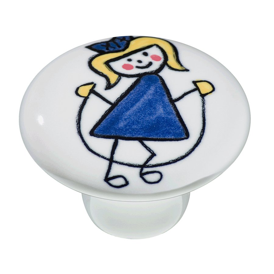 Puxador de Porcelana Infantil Menina Corda Italy Line IL 7057