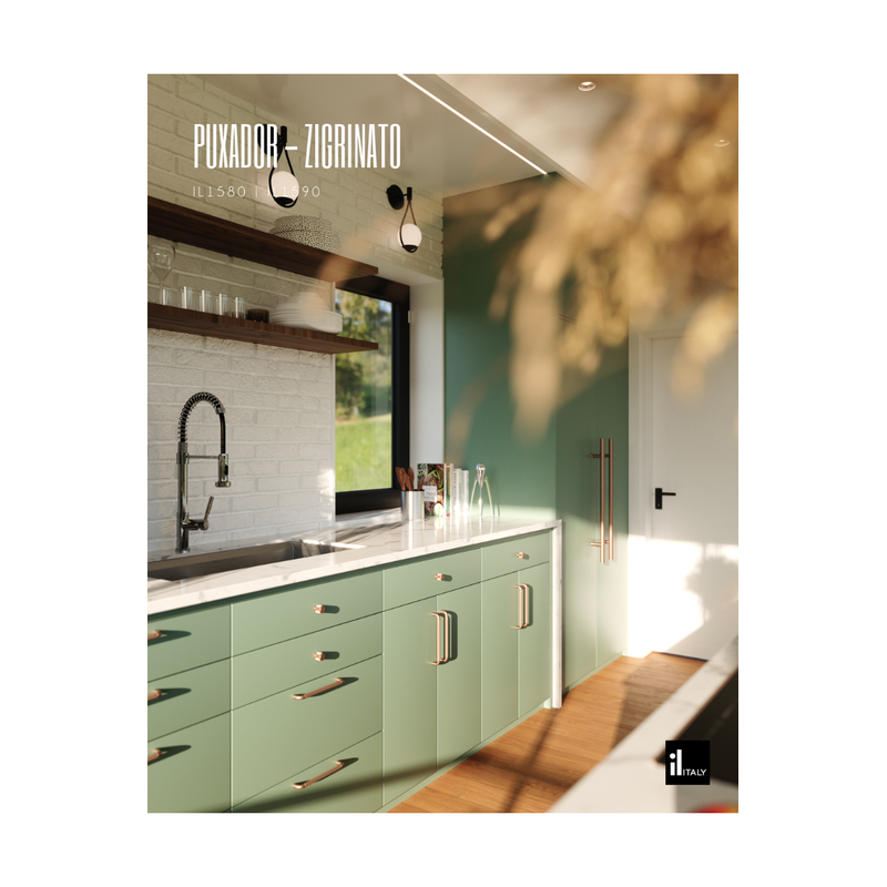 Puxador para Móveis Alça Zigrinato Grafite Italy Line IL 1590