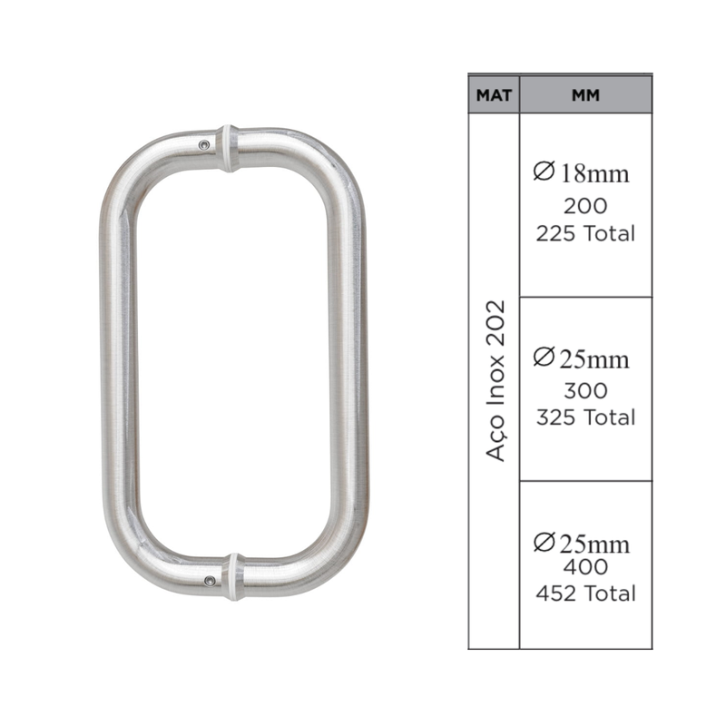 Puxador Inox 202 Aço Escovado Dupla Fixação Italy Line