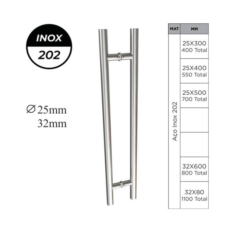 Puxado Duplo de Inox Aço Escovado Italy Line
