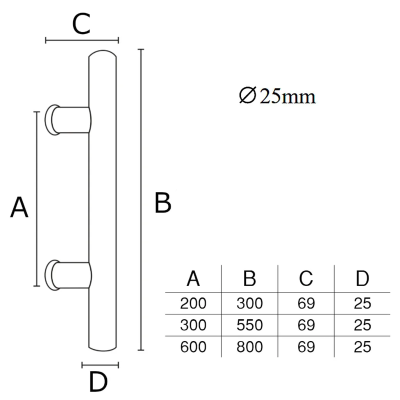 Puxador Dupla Fixação para Portas Inox 202 Polido e Escovado DF996