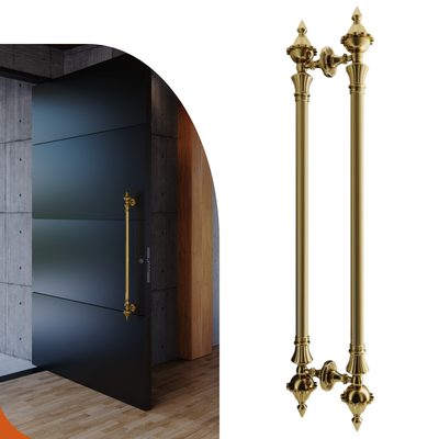 Puxador para Porta Duplo Dourado Ouro Italy Line