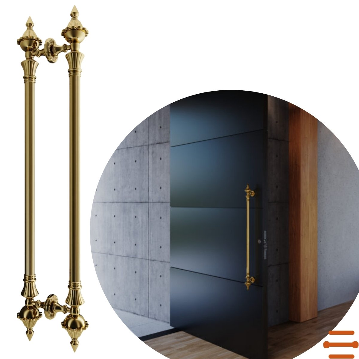 Puxador para Porta Duplo Dourado Ouro Italy Line