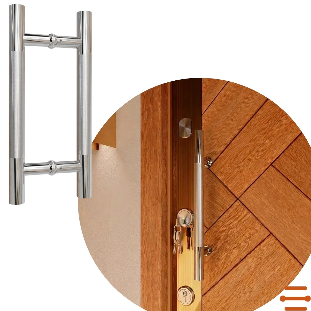 Puxador Dupla Fixação para Portas Inox 202 Polido e Escovado DF996