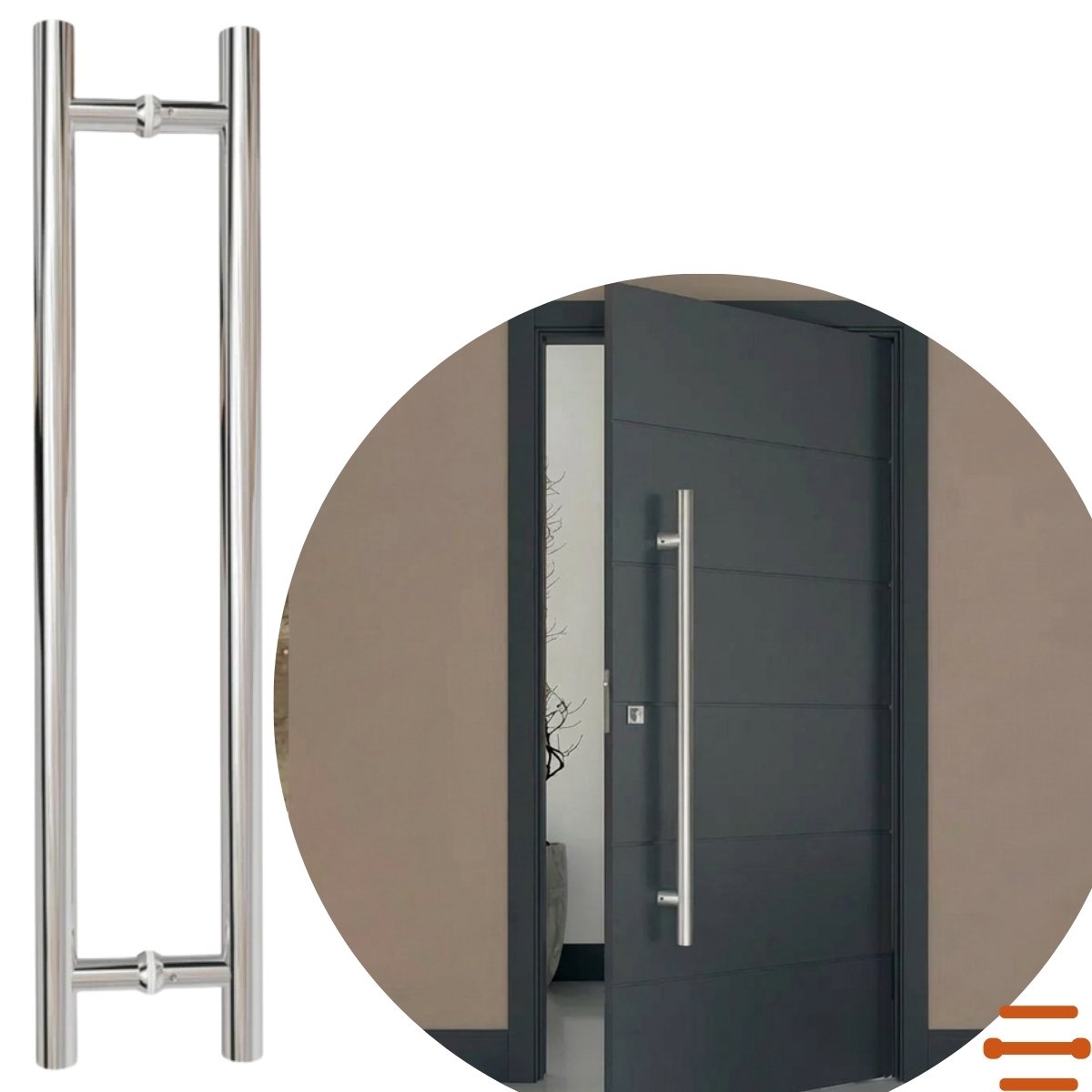 Puxador Duplo de Inox Polido Italy Line