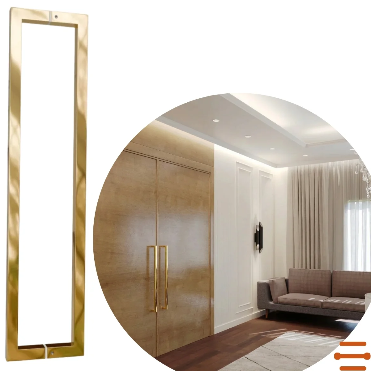 Puxador Duplo de Inox Dourado Italy Line