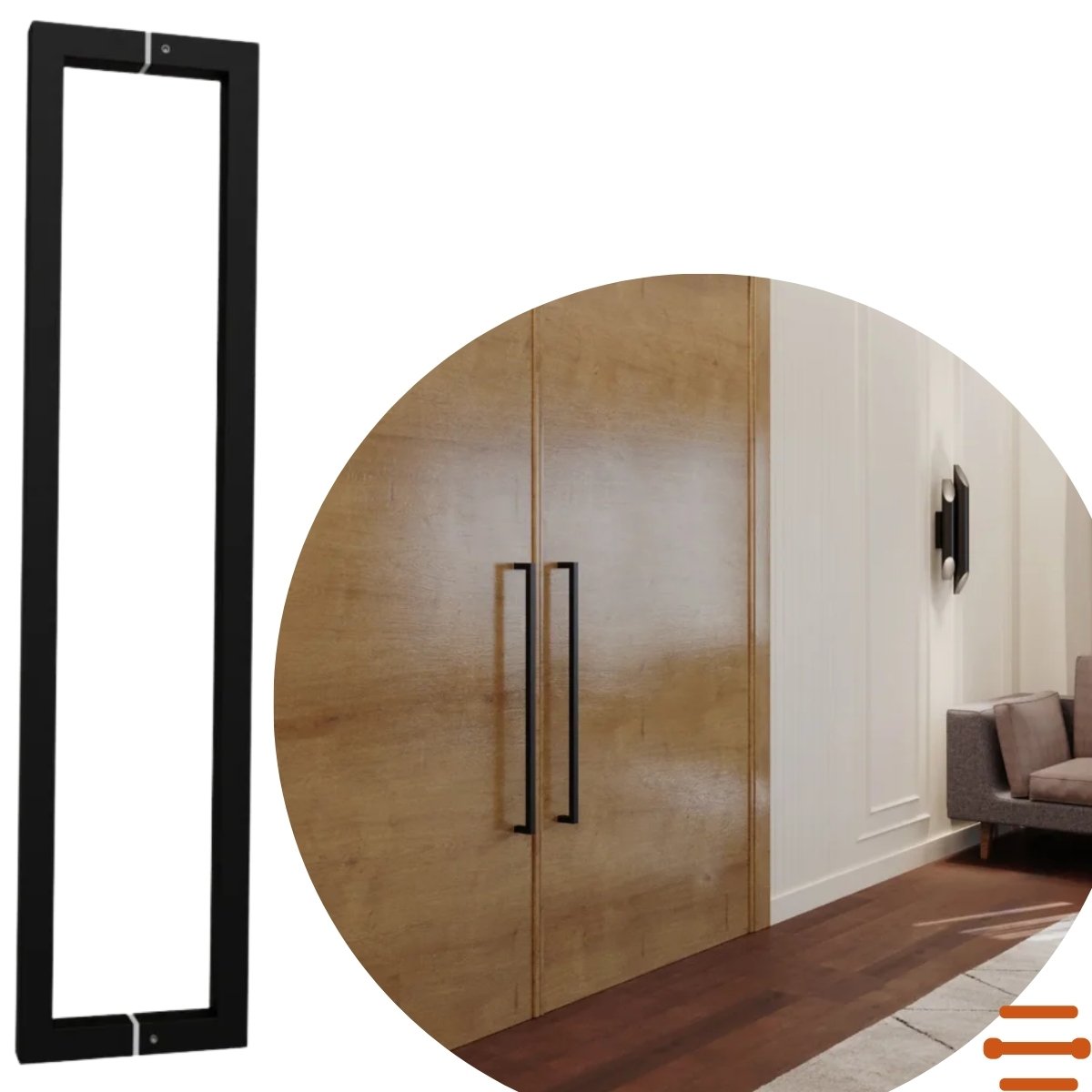 Puxador de Inox 202 Preto Dupla Fixação Italy Line