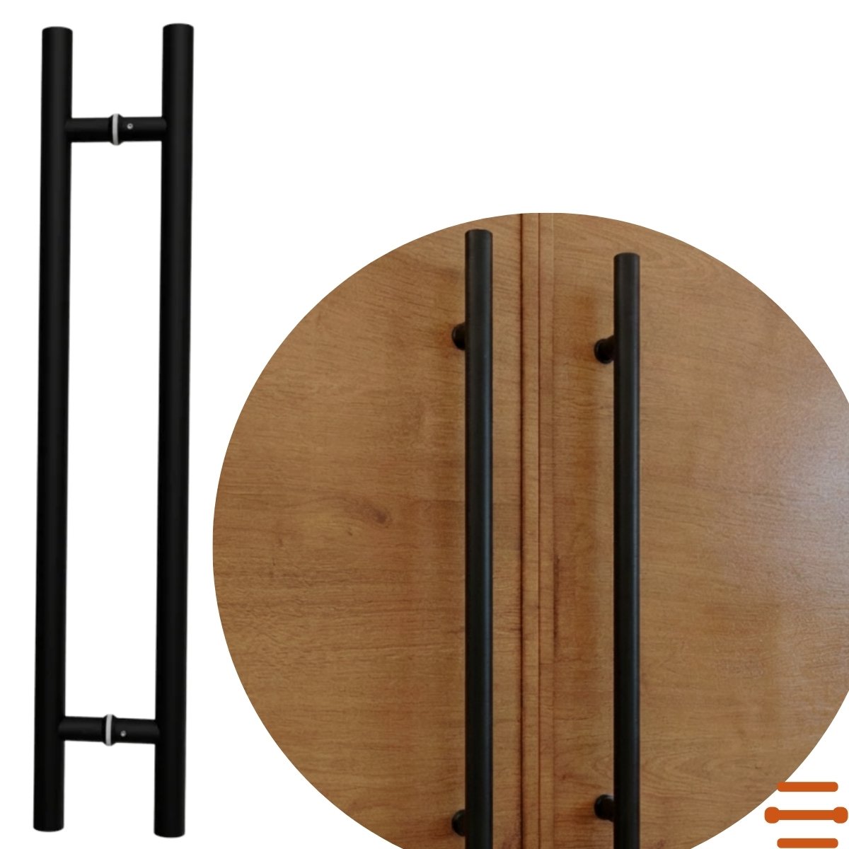 Puxador Duplo Preto em Inox Italy Line