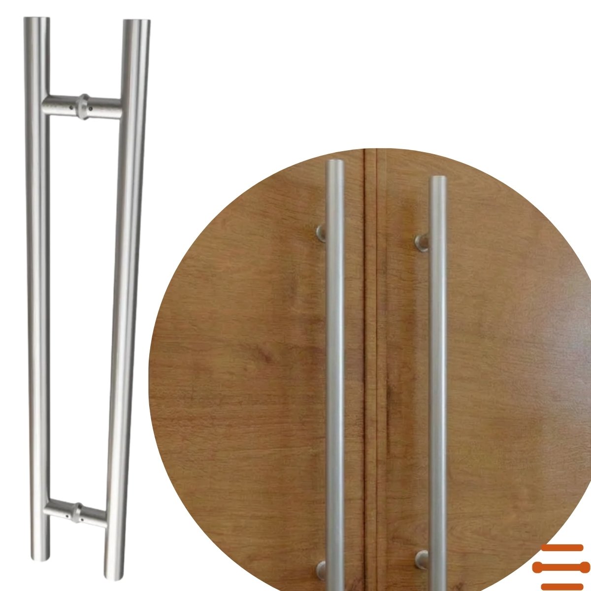 ぴこ Puxado Duplo de Inox Aço Escovado Italy Line
