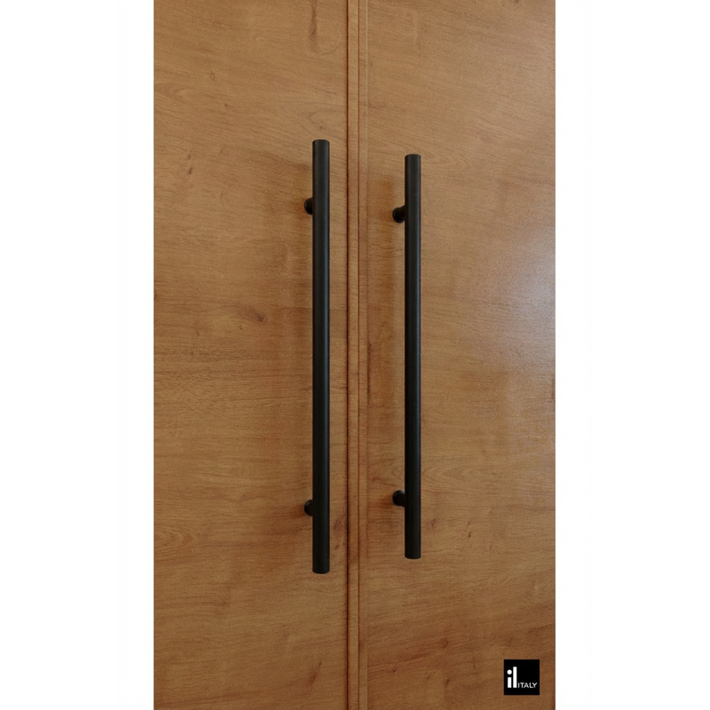 Puxador Duplo Preto em Inox Italy Line