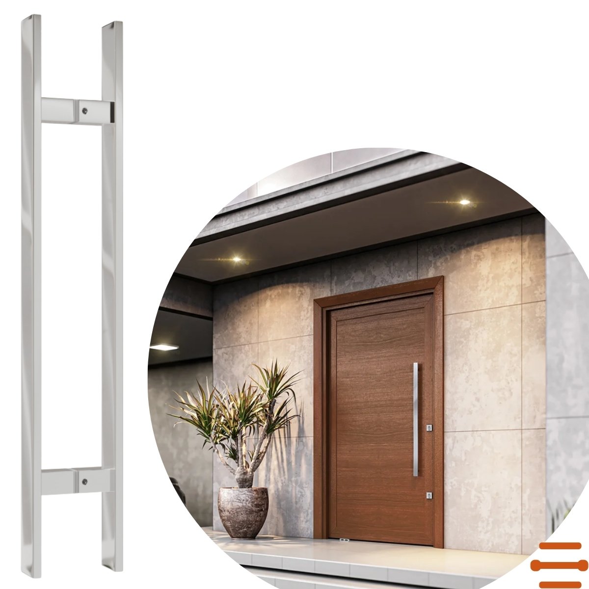 Puxador Inox 202 Preto Fosco Dupla Fixação Italy Line