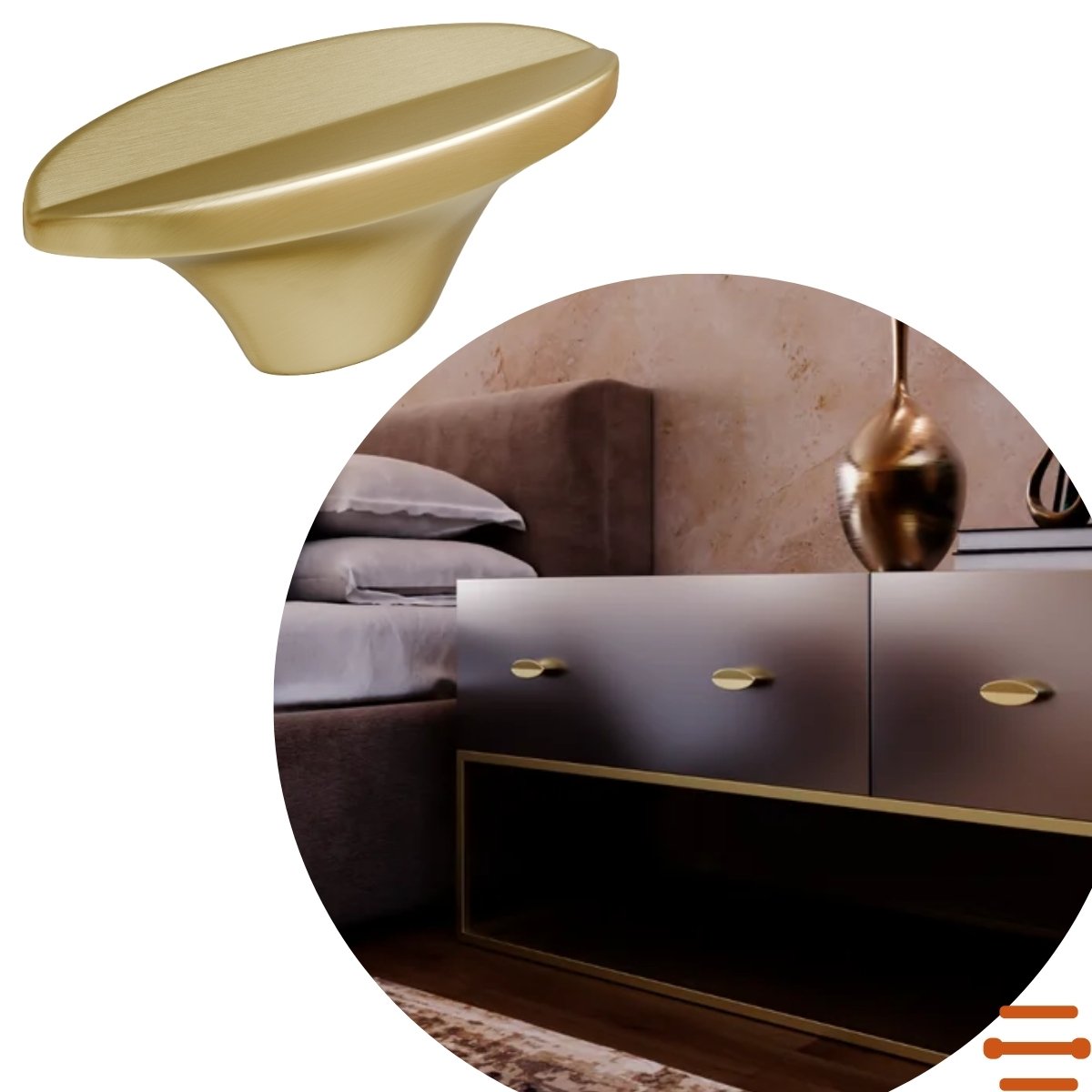 Puxador para Móveis Ponto Dourado Fosco Atri Italy Line