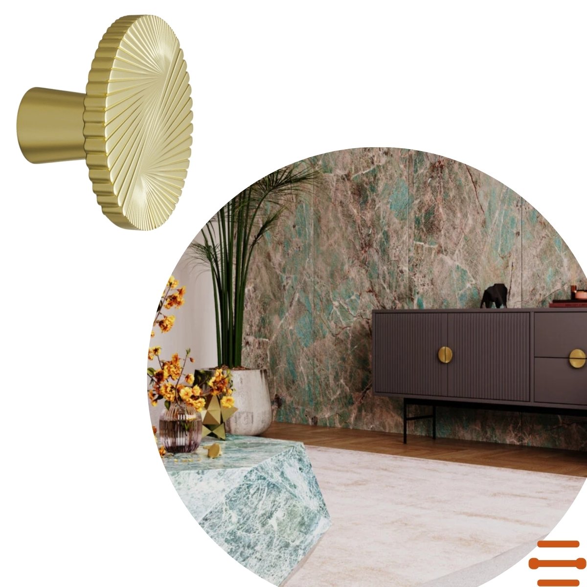 Puxador para Móveis Ponto Dourado Fosco Auri Italy Line