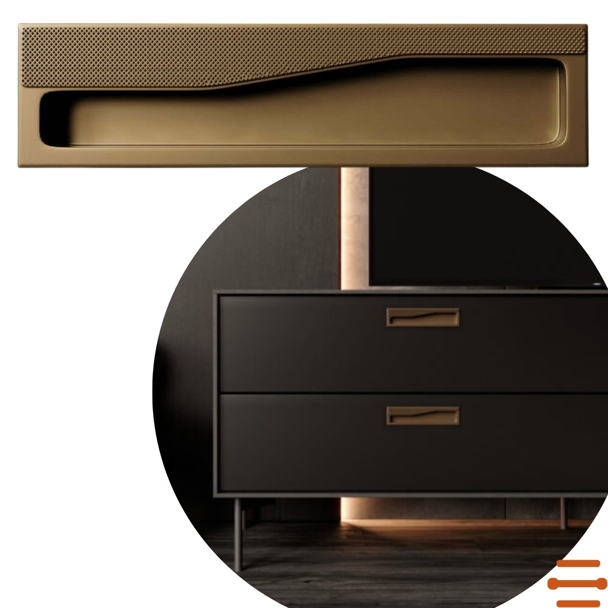 petitページ Puxador para Móveis Concha de Embutir Celleno Bronze Italy Line