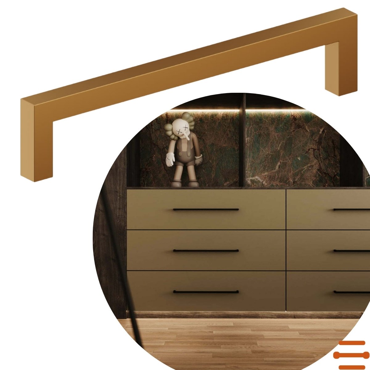 Puxador Alça de Inox Dourado Matte Italy Line